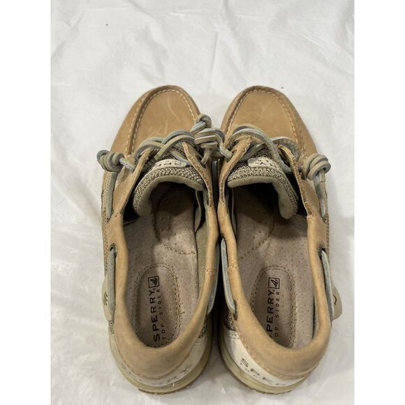 Sperry Womens Top Sider Songfish Boat Shoe Linen Oat SIZE 6 LEATHER - Picture 4 of 16